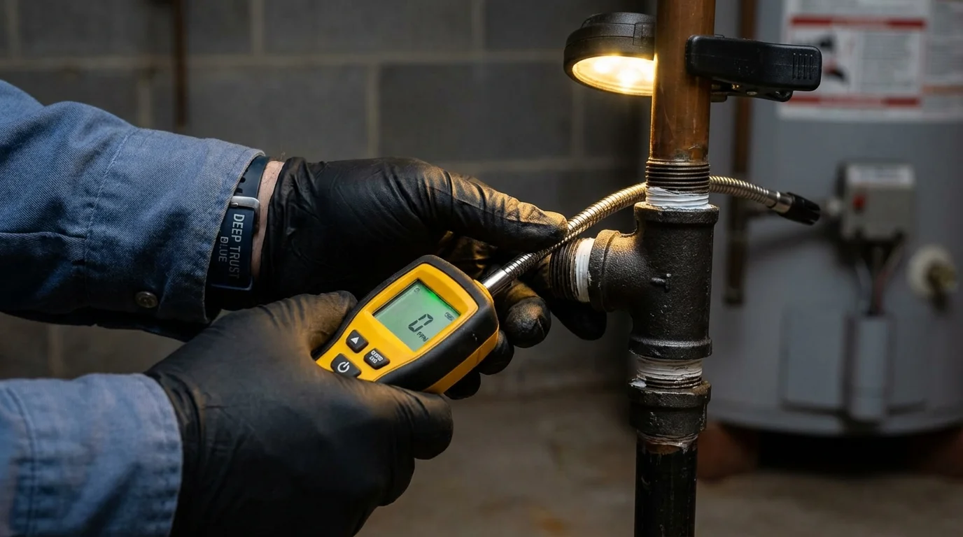 Gas leak detection with electronic sniffer by Johns Plumbing LLC in Yucaipa